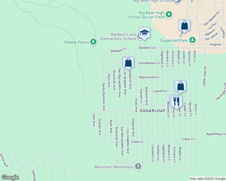 map of restaurants, bars, coffee shops, grocery stores, and more near 395 Kern Avenue in Sugarloaf