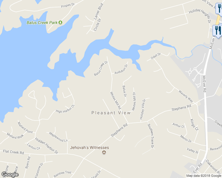 map of restaurants, bars, coffee shops, grocery stores, and more near 5068 Whites Mill Road in Gainesville