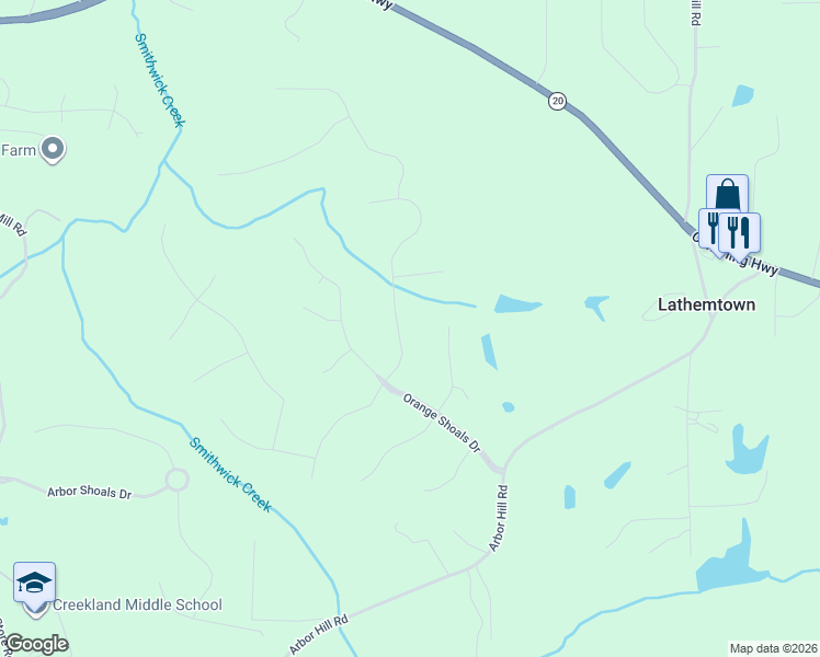 map of restaurants, bars, coffee shops, grocery stores, and more near 510 Wintergreen Way in Canton