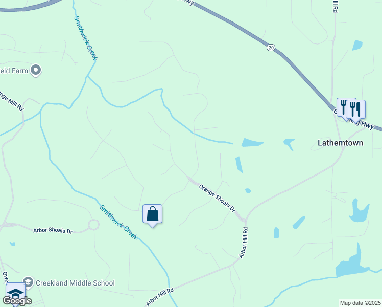 map of restaurants, bars, coffee shops, grocery stores, and more near 505 Wintergreen Way in Canton