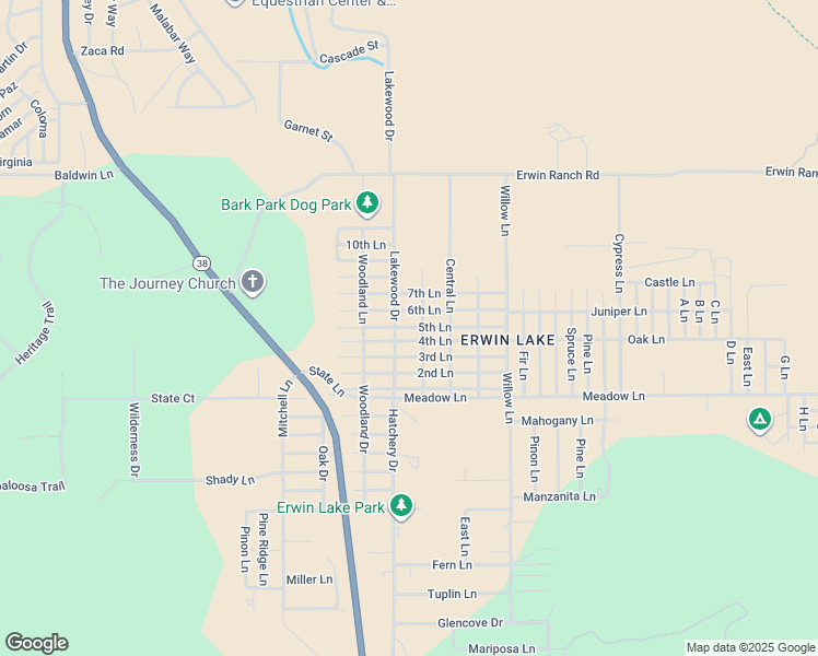 map of restaurants, bars, coffee shops, grocery stores, and more near 5th Lane in Big Bear