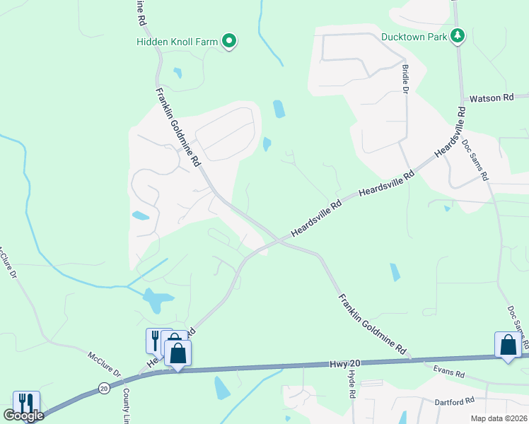 map of restaurants, bars, coffee shops, grocery stores, and more near 5280 Franklin Goldmine Road in Cumming