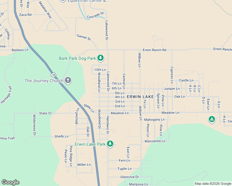 map of restaurants, bars, coffee shops, grocery stores, and more near 5th Lane in Big Bear
