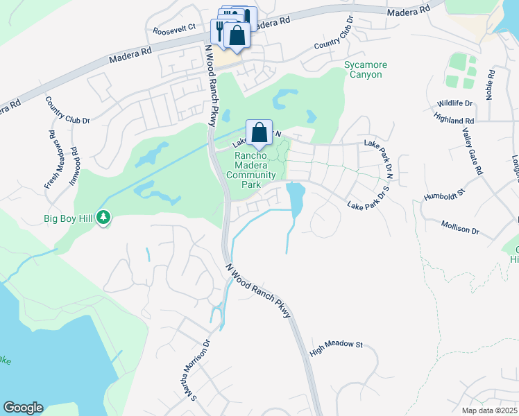 map of restaurants, bars, coffee shops, grocery stores, and more near 468 Shelburne Lane in Simi Valley