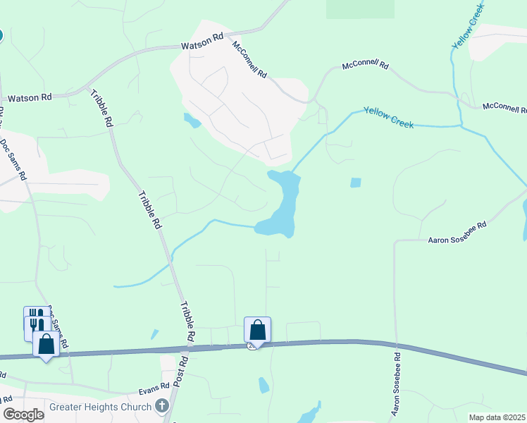 map of restaurants, bars, coffee shops, grocery stores, and more near 4180 Woodwind Drive in Cumming