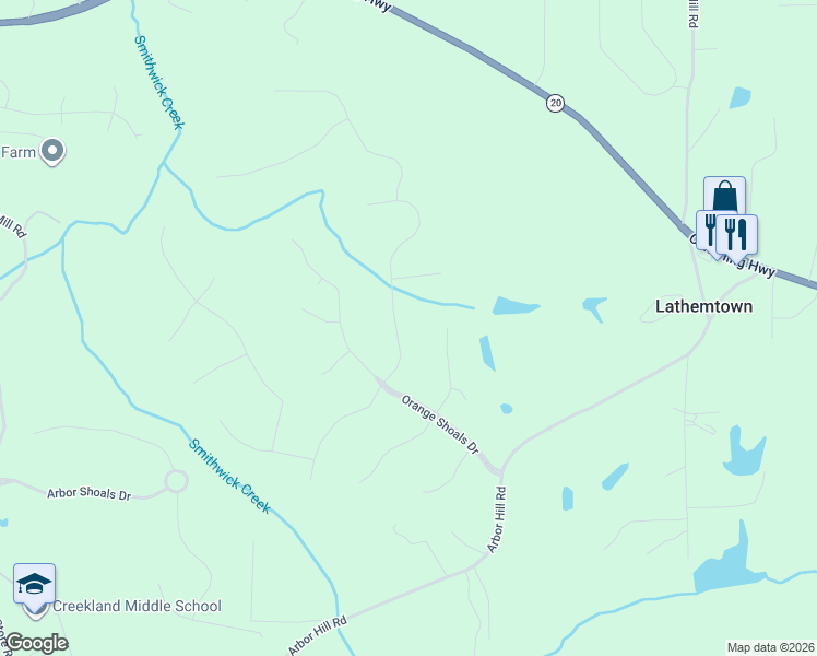 map of restaurants, bars, coffee shops, grocery stores, and more near 510 Wintergreen Way in Canton