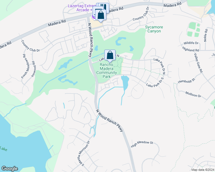 map of restaurants, bars, coffee shops, grocery stores, and more near 271 Augustine Way in Simi Valley