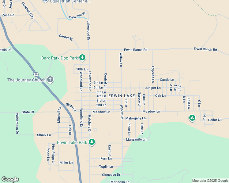 map of restaurants, bars, coffee shops, grocery stores, and more near 5th Lane in Big Bear