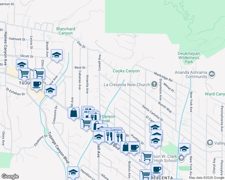 map of restaurants, bars, coffee shops, grocery stores, and more near 3902 El Caminito in Glendale