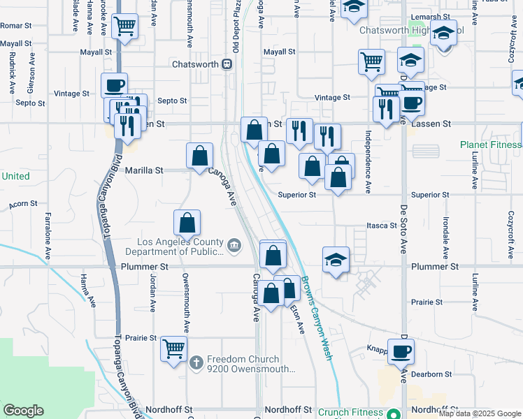 map of restaurants, bars, coffee shops, grocery stores, and more near in 
