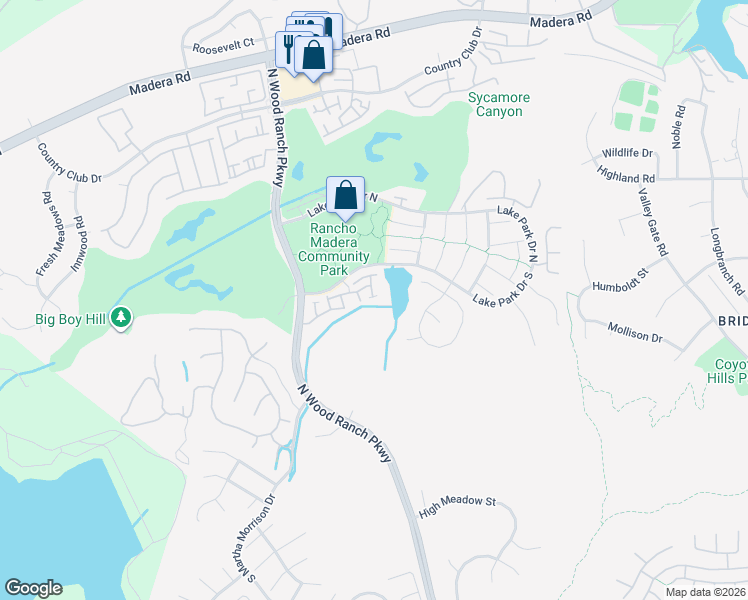 map of restaurants, bars, coffee shops, grocery stores, and more near 264 Ridgeton Lane in Simi Valley