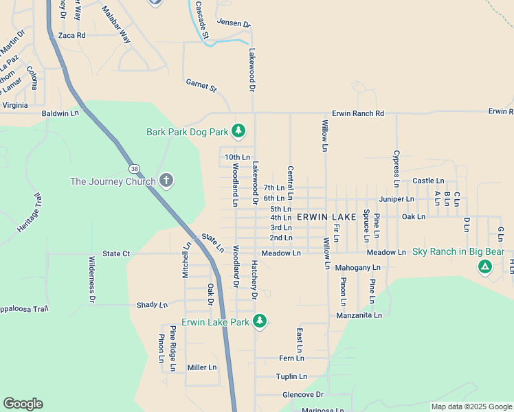 map of restaurants, bars, coffee shops, grocery stores, and more near 2101 5th Lane in Big Bear