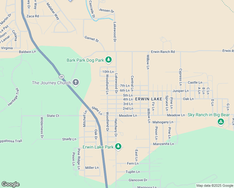 map of restaurants, bars, coffee shops, grocery stores, and more near 2101 5th Lane in Big Bear