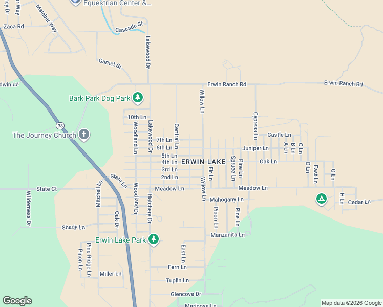 map of restaurants, bars, coffee shops, grocery stores, and more near 5th Lane in Big Bear