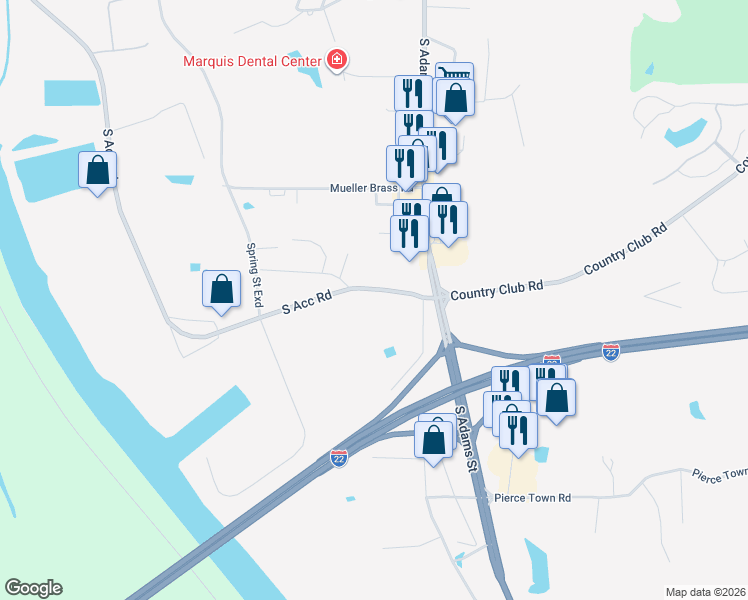 map of restaurants, bars, coffee shops, grocery stores, and more near 119 Access Road in Fulton