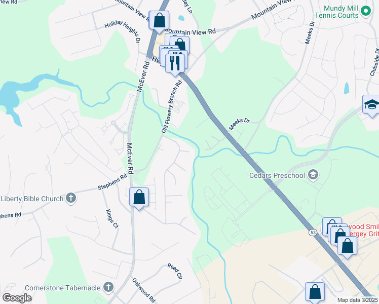 map of restaurants, bars, coffee shops, grocery stores, and more near 5415 Sycamore Court in Oakwood