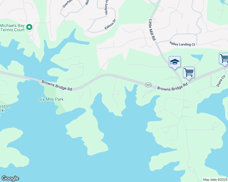 map of restaurants, bars, coffee shops, grocery stores, and more near Raines Drive in Forsyth County