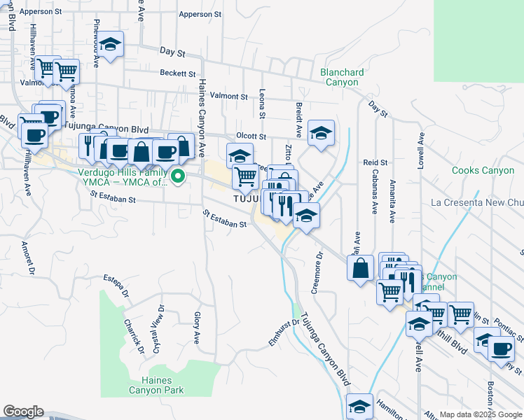 map of restaurants, bars, coffee shops, grocery stores, and more near in Los Angeles