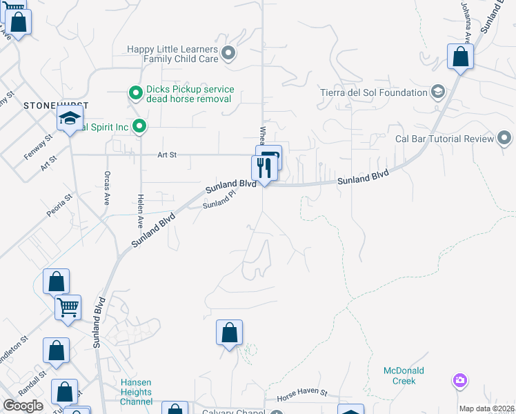 map of restaurants, bars, coffee shops, grocery stores, and more near 9737 Wheatland Avenue in Los Angeles