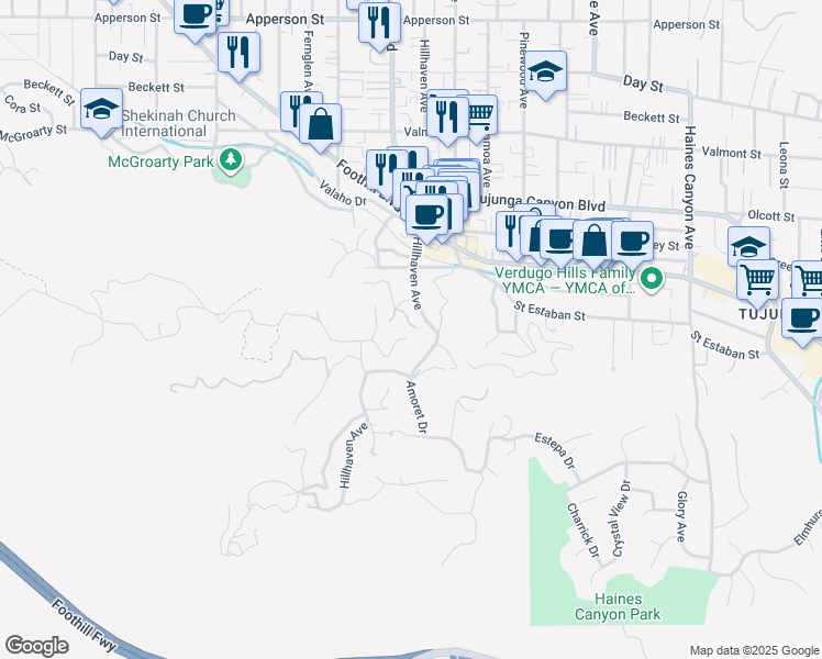 map of restaurants, bars, coffee shops, grocery stores, and more near in Los Angeles