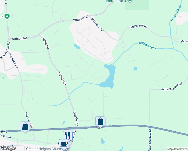 map of restaurants, bars, coffee shops, grocery stores, and more near 4105 Woodwind Drive in Cumming