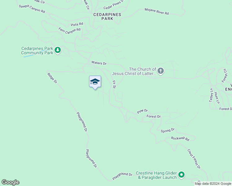 map of restaurants, bars, coffee shops, grocery stores, and more near Long Beach Avenue in Crestline