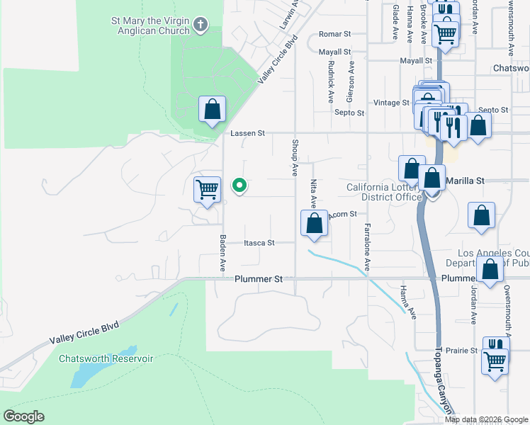map of restaurants, bars, coffee shops, grocery stores, and more near 9651 Sagebrush Avenue in Los Angeles