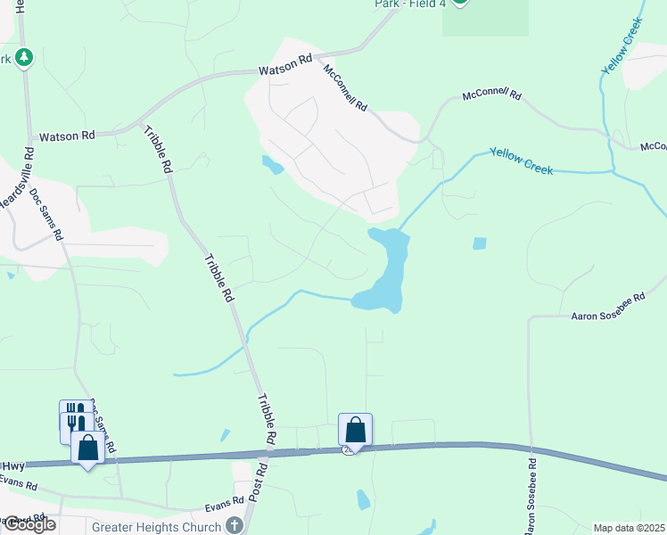 map of restaurants, bars, coffee shops, grocery stores, and more near 4105 Woodwind Drive in Cumming