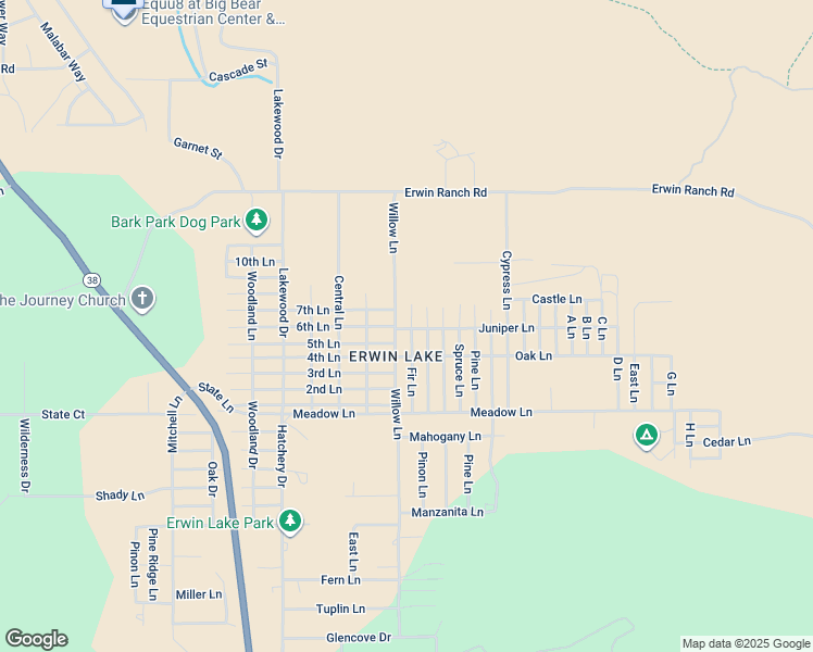 map of restaurants, bars, coffee shops, grocery stores, and more near 2217 Juniper Lane in Big Bear