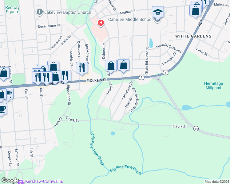 map of restaurants, bars, coffee shops, grocery stores, and more near 62 Henry Street in Camden