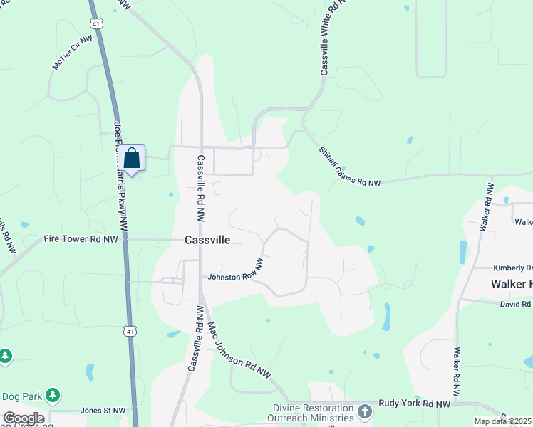 map of restaurants, bars, coffee shops, grocery stores, and more near 11 Headden Ridge Northwest in Cartersville