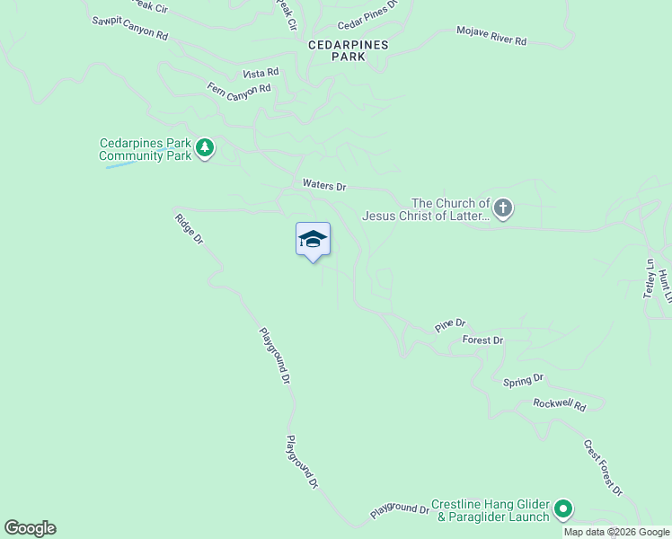 map of restaurants, bars, coffee shops, grocery stores, and more near Lovers Lane in Crestline