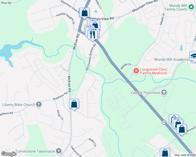 map of restaurants, bars, coffee shops, grocery stores, and more near 5314 Timber Hills Drive in Oakwood