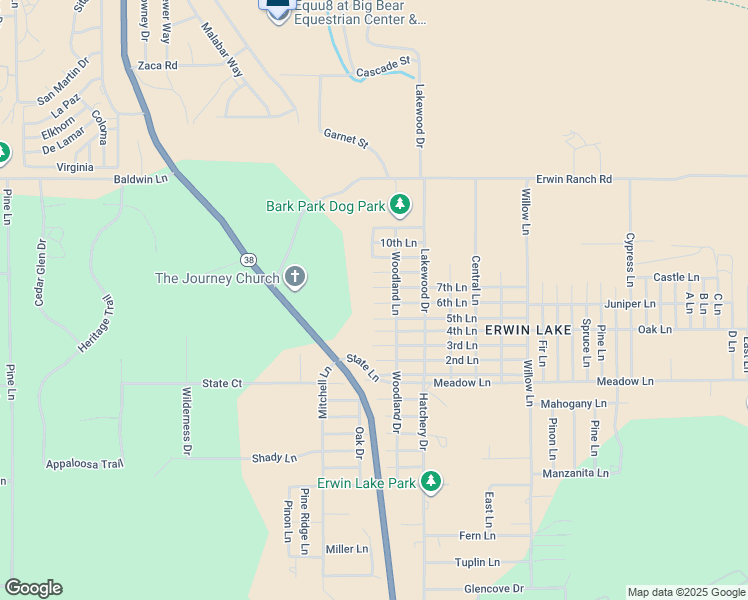 map of restaurants, bars, coffee shops, grocery stores, and more near 2051 6th Lane in Big Bear