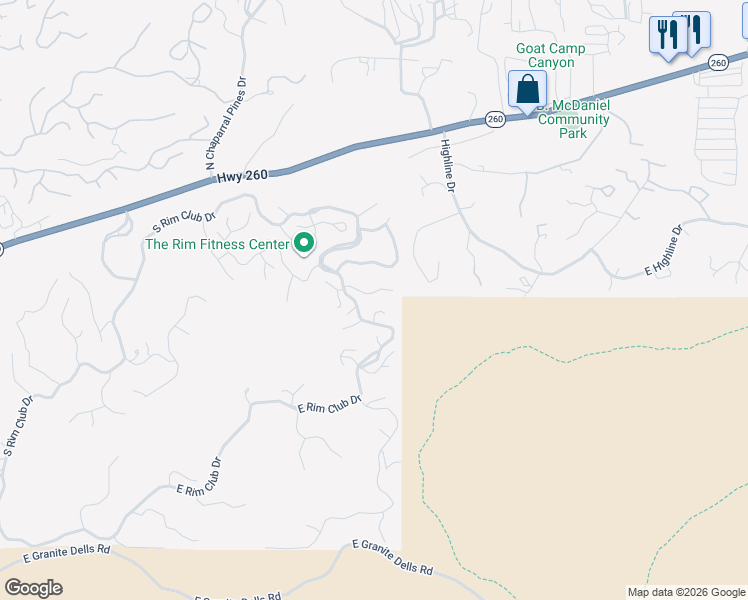 map of restaurants, bars, coffee shops, grocery stores, and more near 3007 East Arrow Point in Payson
