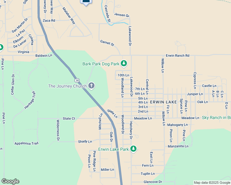 map of restaurants, bars, coffee shops, grocery stores, and more near 2051 6th Lane in Big Bear