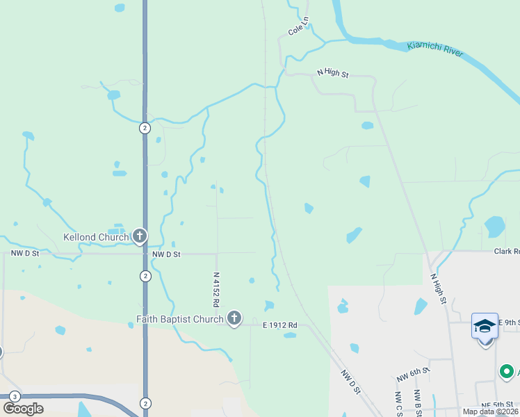 map of restaurants, bars, coffee shops, grocery stores, and more near 415325 East 1909 Road in Antlers