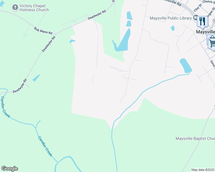 map of restaurants, bars, coffee shops, grocery stores, and more near 110 Liberty Freedom Lane in Maysville