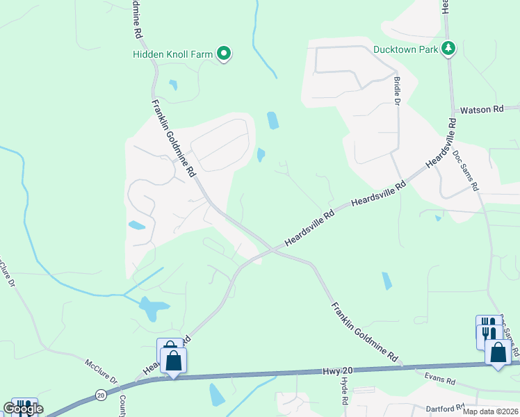 map of restaurants, bars, coffee shops, grocery stores, and more near 5254 Franklin Goldmine Road in Cumming