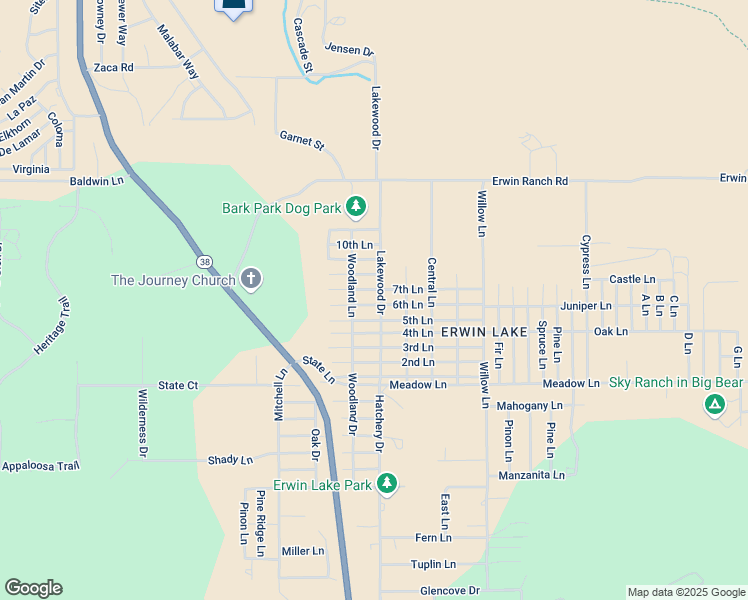 map of restaurants, bars, coffee shops, grocery stores, and more near 2091 6th Lane in Big Bear