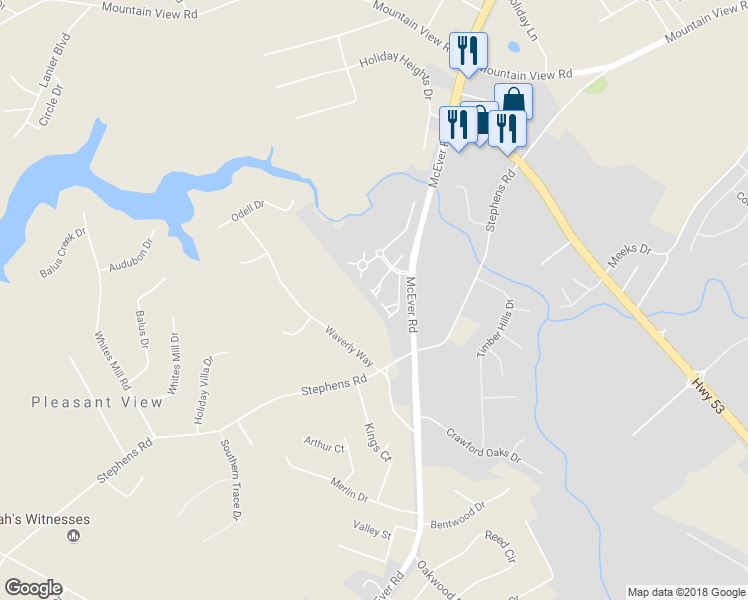 map of restaurants, bars, coffee shops, grocery stores, and more near 4639 Blue Iris Way in Oakwood