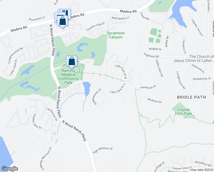 map of restaurants, bars, coffee shops, grocery stores, and more near 317 Misty Trails Place in Simi Valley