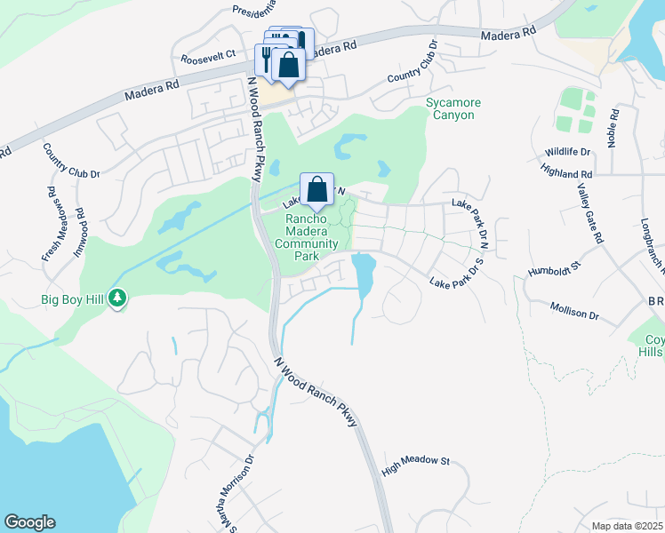map of restaurants, bars, coffee shops, grocery stores, and more near 420 Huyler Lane in Simi Valley