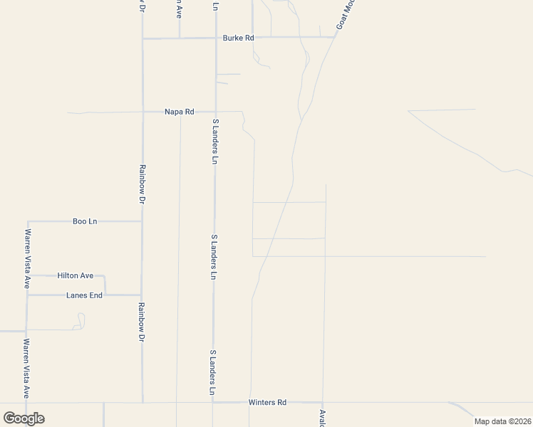 map of restaurants, bars, coffee shops, grocery stores, and more near Goat Mountain Road in Yucca Valley