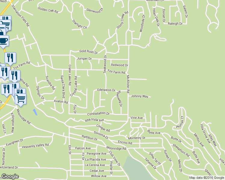 map of restaurants, bars, coffee shops, grocery stores, and more near 42784 Edelweiss Dr in Big Bear City