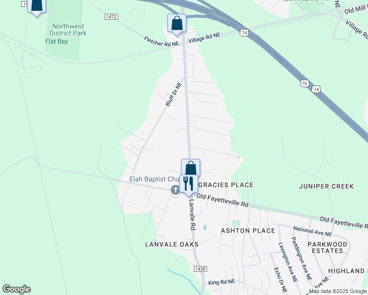map of restaurants, bars, coffee shops, grocery stores, and more near 1491 Lanvale Road in Leland