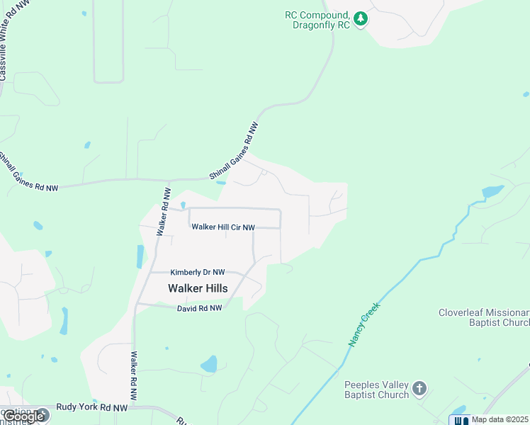 map of restaurants, bars, coffee shops, grocery stores, and more near 102 Walker Hill Circle Northwest in Cartersville