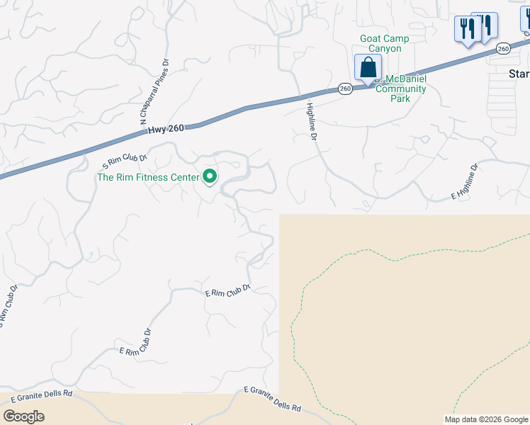 map of restaurants, bars, coffee shops, grocery stores, and more near 3007 East Arrow Point in Payson