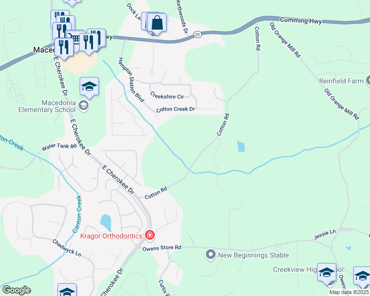 map of restaurants, bars, coffee shops, grocery stores, and more near 357 Cotton Road in Canton