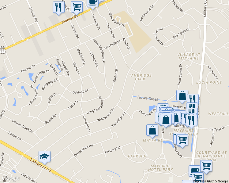 map of restaurants, bars, coffee shops, grocery stores, and more near 381 Toulon Street in Wilmington